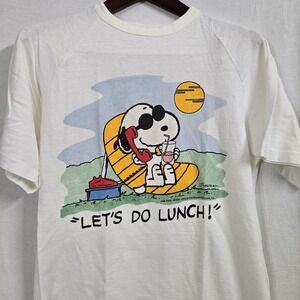 vintage Nutmeg Mills snoopy Joe Cool shirt Large "Lets Do Lunch" USA Peanuts